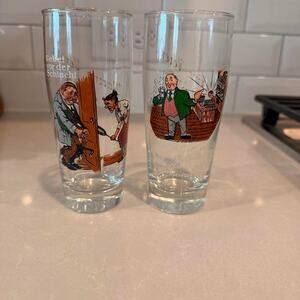 Vintage German Humor Beer Glasses - Set of 2 Comic Pilsners